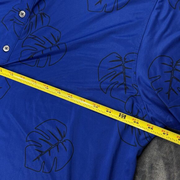 FootJoy FJ Sz XXL Blue Performance Golf Polo Shirt Men’s Tropical Monstera Leaf - Picture 10 of 11